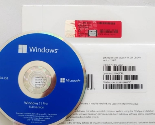 Стикер Dvd Coa кладет оригинал в коробку ключа активации Windows 11 Pro